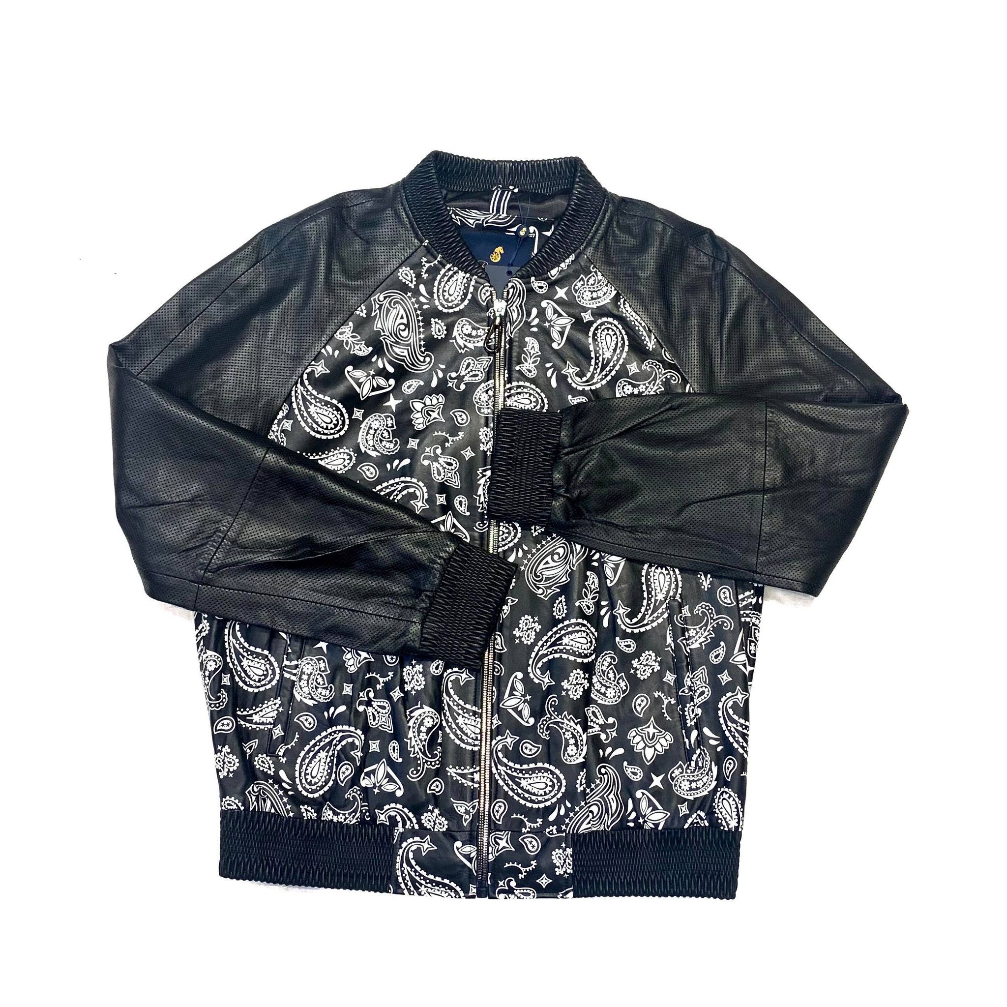 Barya NewYork Black Paisley Lambskin Bomber Jacket - Dudes Boutique