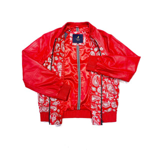 Barya NewYork Red Paisley Lambskin Bomber Jacket - Dudes Boutique