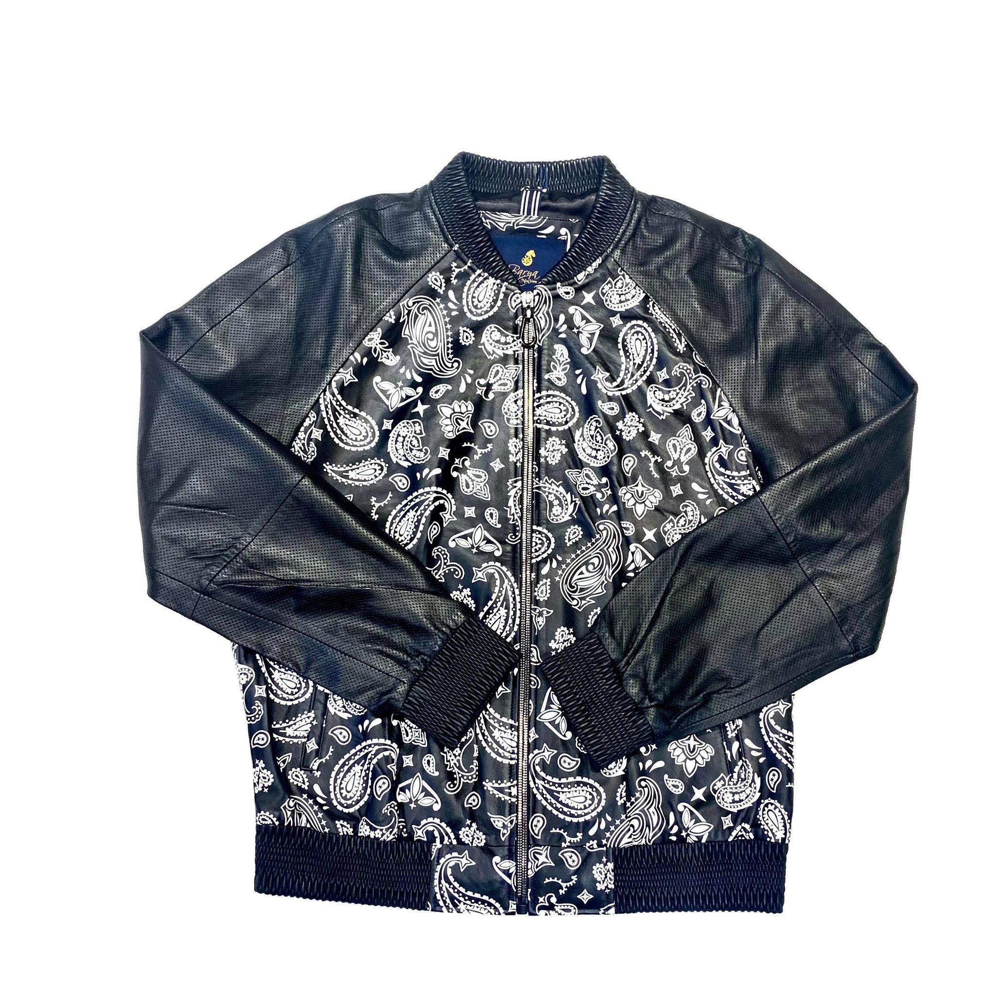 Barya NewYork Black Paisley Lambskin Bomber Jacket - Dudes Boutique