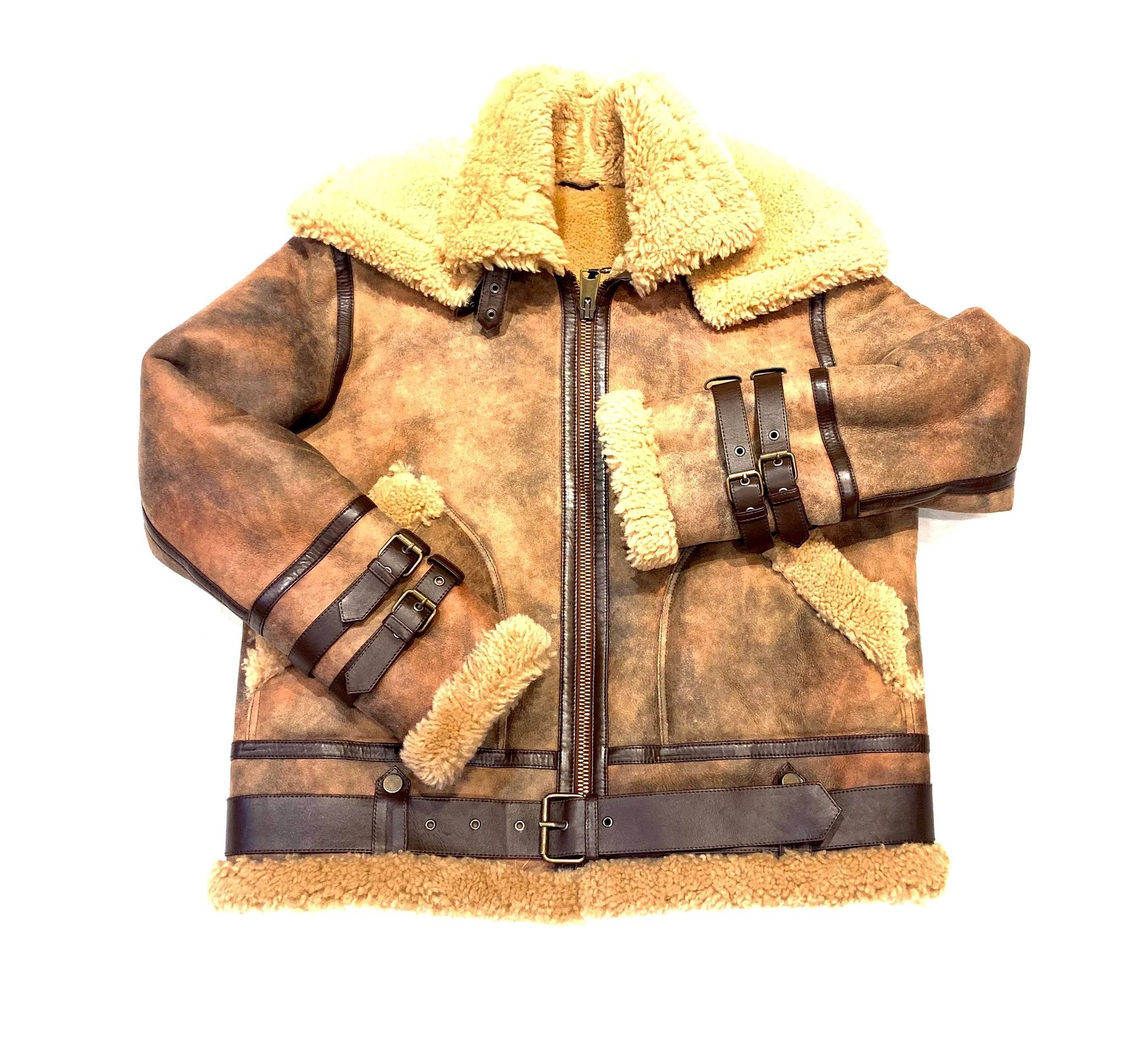 Kashani Men's Rust Brown Shearling Jacket - Dudes Boutique