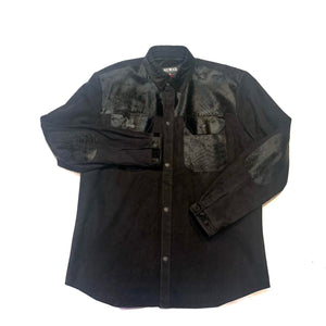 Kashani Men's Jet Black Pony Hair/Suede Shirt - Dudes Boutique