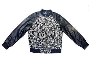 Barya NewYork Black Paisley Lambskin Bomber Jacket - Dudes Boutique