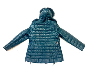 Barya NewYork Women Turquoise Lambskin Fox Fur Coat - Dudes Boutique