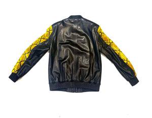 Barya NewYork Black-Yellow Python/ Lambskin Biker Jacket - Dudes Boutique