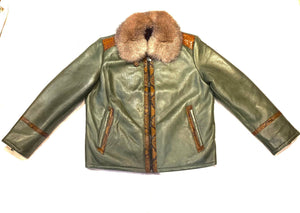 Barya NewYork Olive Cognac Python Fox Shearling Bomber Jacket - Dudes Boutique