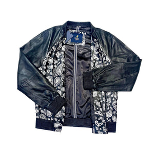 Barya NewYork Black Paisley Lambskin Bomber Jacket - Dudes Boutique