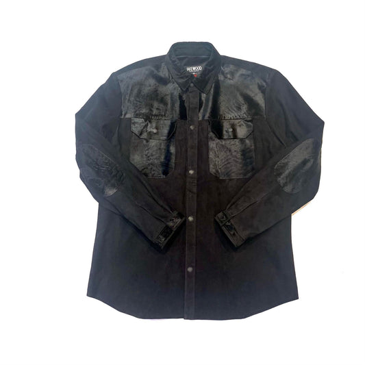Kashani Men's Jet Black Pony Hair/Suede Shirt - Dudes Boutique