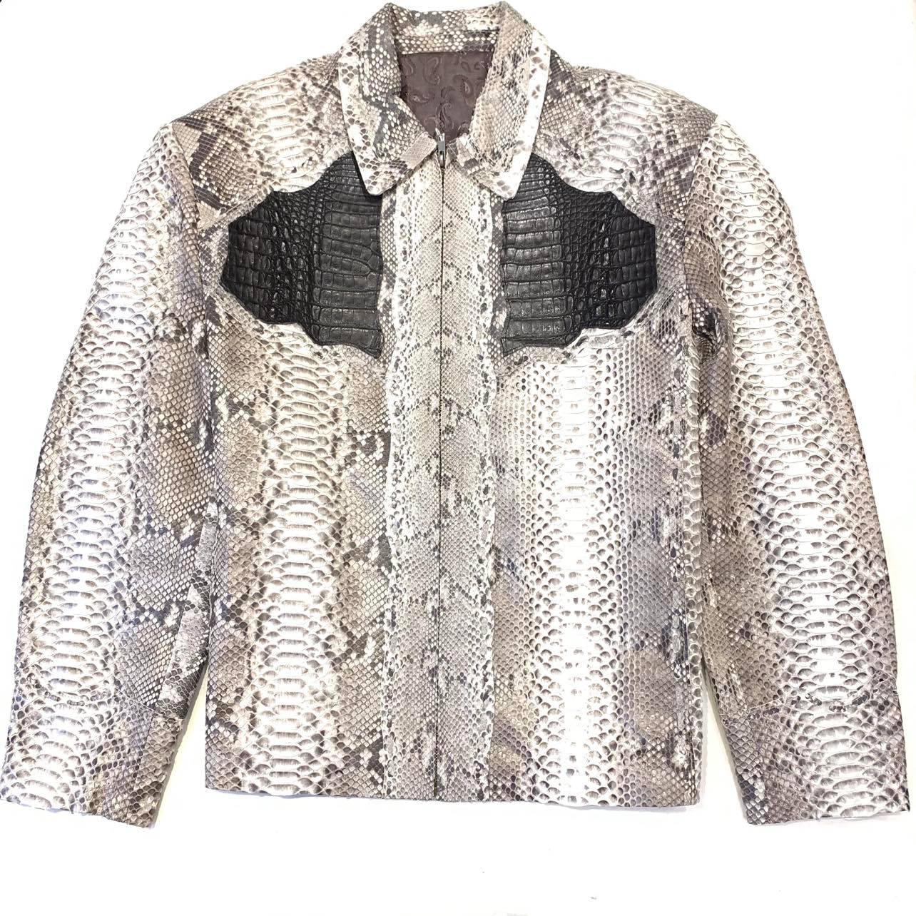 Safari Men's Soft Natural Python/Alligator Skin Jacket - Dudes Boutique