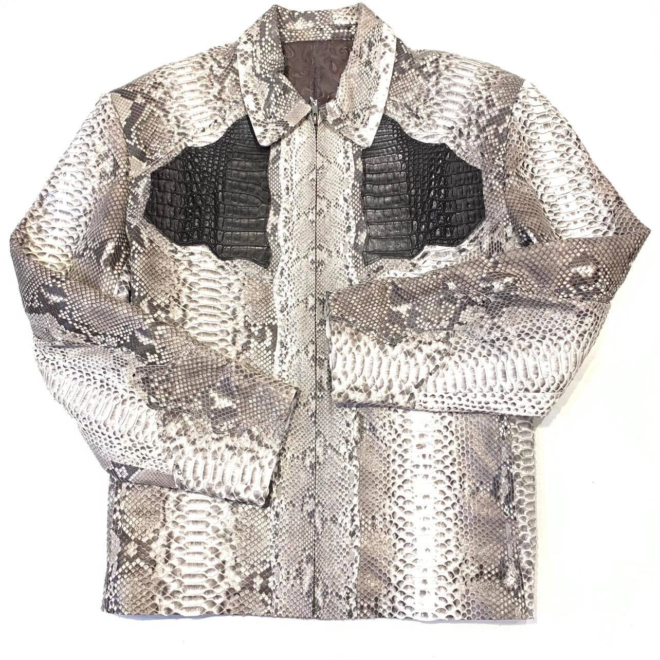 Safari Men's Soft Natural Python/Alligator Skin Jacket - Dudes Boutique