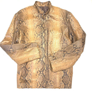 Safari Men's Soft Caramel Brown Full Python Snake Skin Jacket - Dudes Boutique