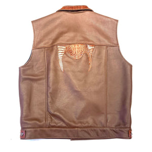 Kashani Men's Chocolate Brown Lambskin/Alligator Vest - Dudes Boutique