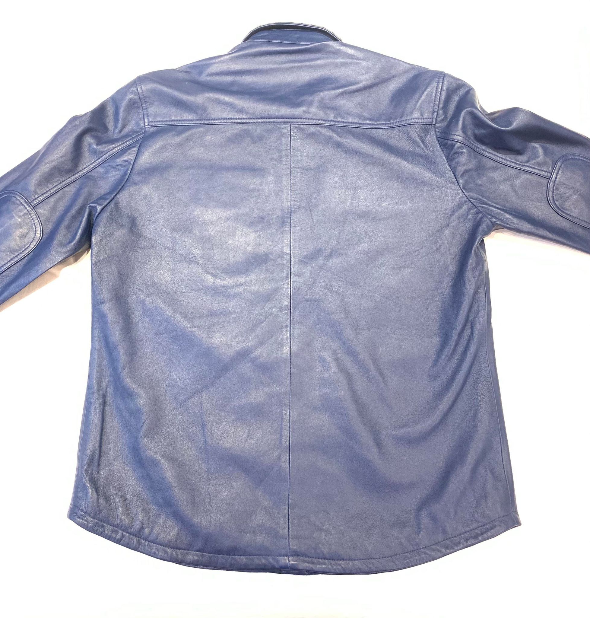 Kashani Men's Navy Blue Alligator/Lambskin Button-Up Shirt - Dudes Boutique