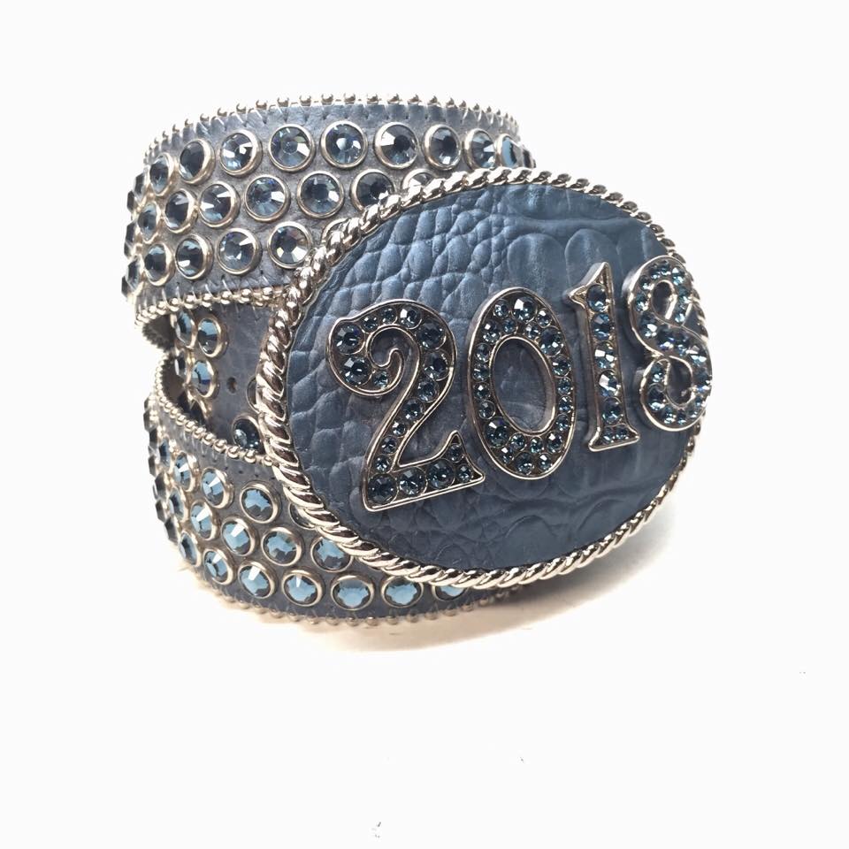 b.b. Simon Teal 2018 Leather Crystal Belt - Dudes Boutique