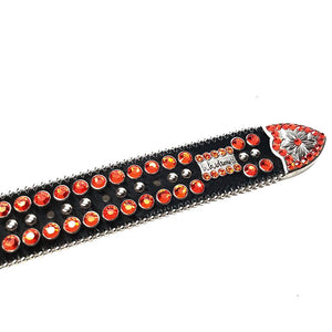 b.b. Simon Black/Orange Pony Hair Crystal Belt - Dudes Boutique