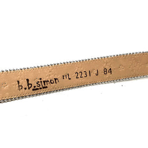 b.b. Simon Green Studded Leather Fully Loaded Big Block Crystal Belt - Dudes Boutique