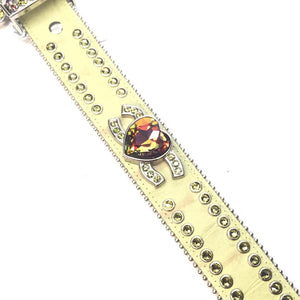b.b. Simon Green Iridescent Heart Leather Crystal Belt - Dudes Boutique