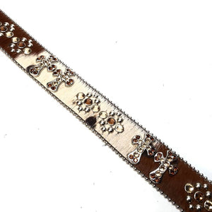 b.b. Simon Bronze Cross Pony Hair Crystal Belt - Dudes Boutique
