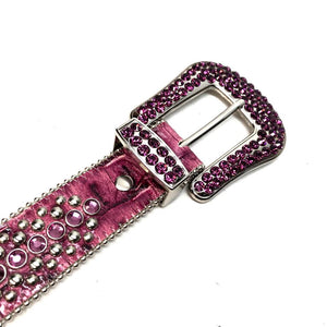 b.b. Simon Purple Fully Loaded Leather Crystal Belt - Dudes Boutique