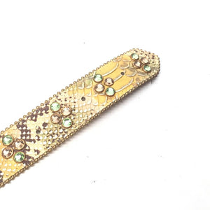 b.b. Simon Lemon Green Python Crescent Crystal Belt - Dudes Boutique