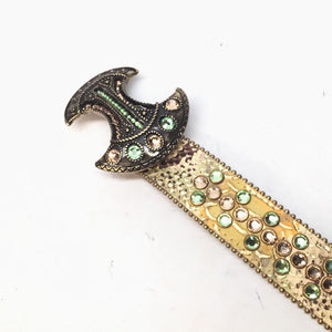 b.b. Simon Lemon Green Python Crescent Crystal Belt - Dudes Boutique