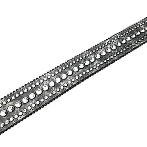 b.b. Simon Royal Silver Crown Leather Crystal Belt - Dudes Boutique