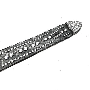 b.b. Simon Royal Silver Crown Leather Crystal Belt - Dudes Boutique