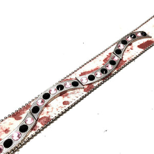 b.b. Simon Salmon/Black Pony Hair Crystal Belt - Dudes Boutique