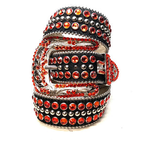 b.b. Simon Black/Orange Pony Hair Crystal Belt - Dudes Boutique
