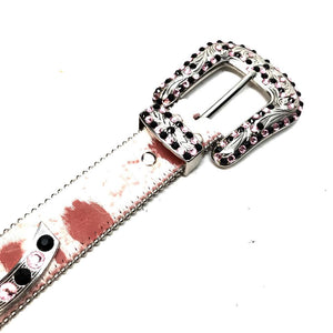 b.b. Simon Salmon/Black Pony Hair Crystal Belt - Dudes Boutique