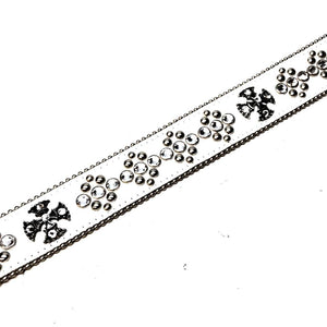 b.b. Simon White Iron Cross Leather Crystal Belt - Dudes Boutique