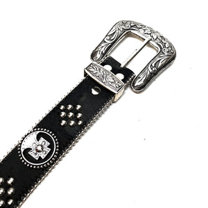 b.b. Simon Black Quad Studded Pony Crystal Belt - Dudes Boutique