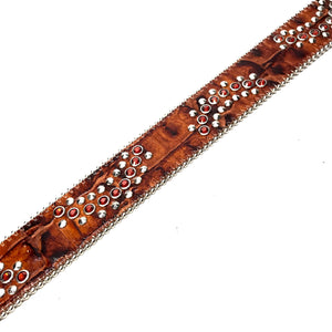 b.b. Simon 'Cognac Croc' Crystal Belt - Dudes Boutique