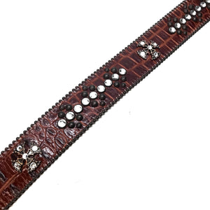 b.b. Simon 'Chocolate Croc' Crystal Belt - Dudes Boutique