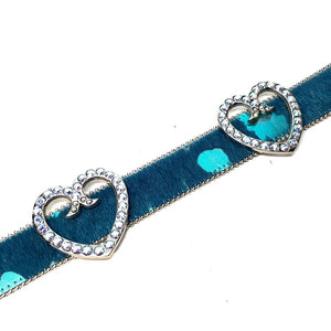 b.b. Simon Blue Heart Pony Hair Crystal Belt - Dudes Boutique