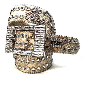 b.b. Simon Natural Python Big Buckle Crystal Belt - Dudes Boutique