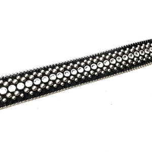 b.b. Simon Black Skull Studded Pony Hair Crystal Belt - Dudes Boutique