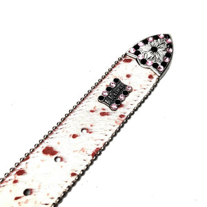 b.b. Simon Salmon/Black Pony Hair Crystal Belt - Dudes Boutique