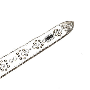 b.b. Simon White Iron Cross Leather Crystal Belt - Dudes Boutique