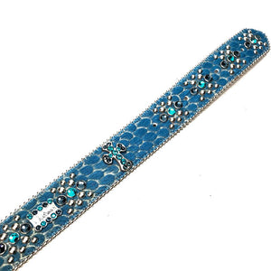 b.b. Simon Blue Pony Hair Cross Crystal Belt - Dudes Boutique
