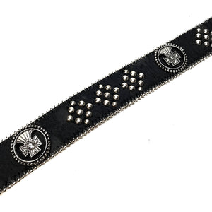 b.b. Simon Black Quad Studded Pony Crystal Belt - Dudes Boutique