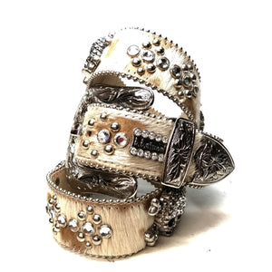 b.b. Simon 'Natural Skulls' Pony Crystal Belt - Dudes Boutique