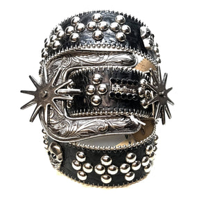 b.b. Simon 'Wild West' Skull Croc Crystal Belt - Dudes Boutique