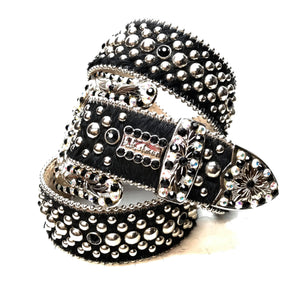 b.b. Simon 'Mixed Studded' Pony Crystal Belt - Dudes Boutique