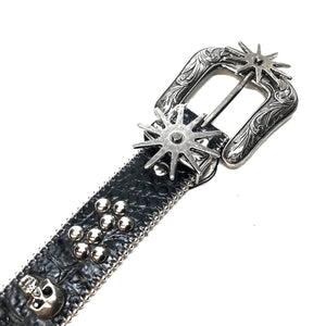b.b. Simon 'Wild West' Skull Croc Crystal Belt - Dudes Boutique