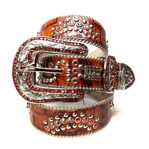 b.b. Simon 'Cognac Croc' Crystal Belt - Dudes Boutique