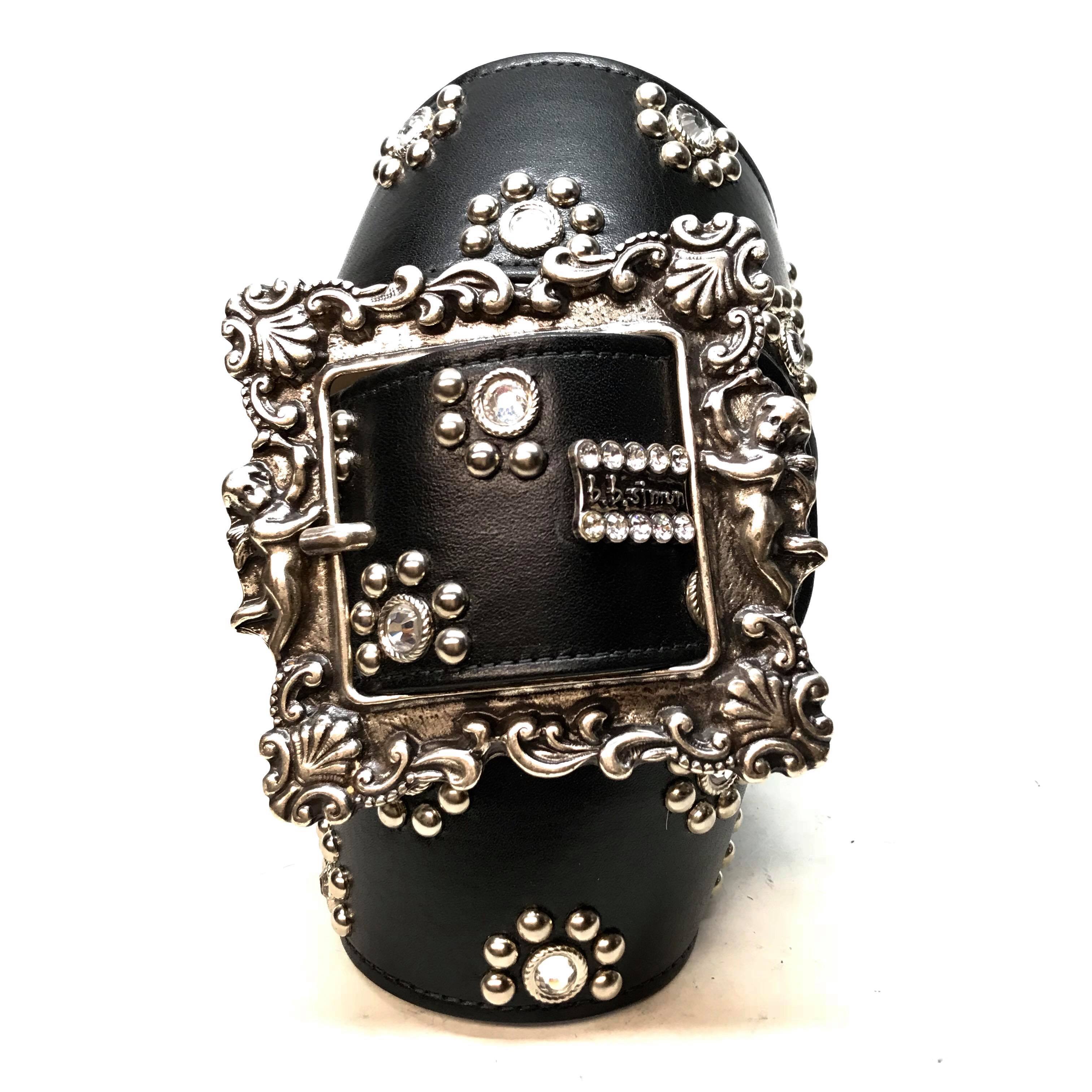 b.b. Simon 'Floral Lambskin' Thick 2.5" Crystal Belt - Dudes Boutique