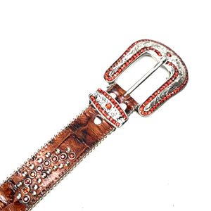 b.b. Simon 'Cognac Croc' Crystal Belt - Dudes Boutique