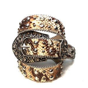 b.b. Simon 'Natural Python' Arch Crystal Belt - Dudes Boutique