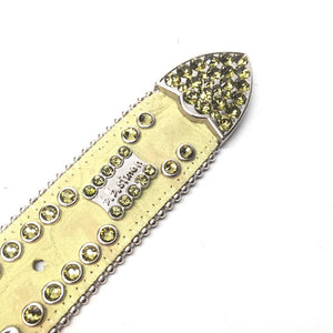 b.b. Simon Green Iridescent Heart Leather Crystal Belt - Dudes Boutique