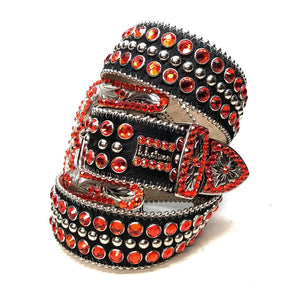 b.b. Simon Black/Orange Pony Hair Crystal Belt - Dudes Boutique